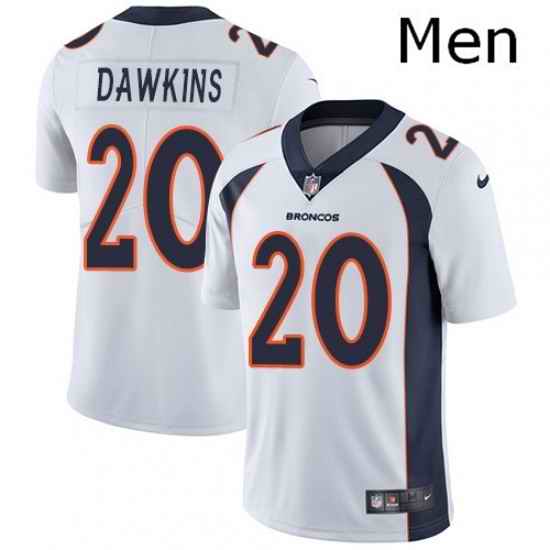 Men Nike Denver Broncos 20 Brian Dawkins White Vapor Untouchable Limited Player NFL Jersey